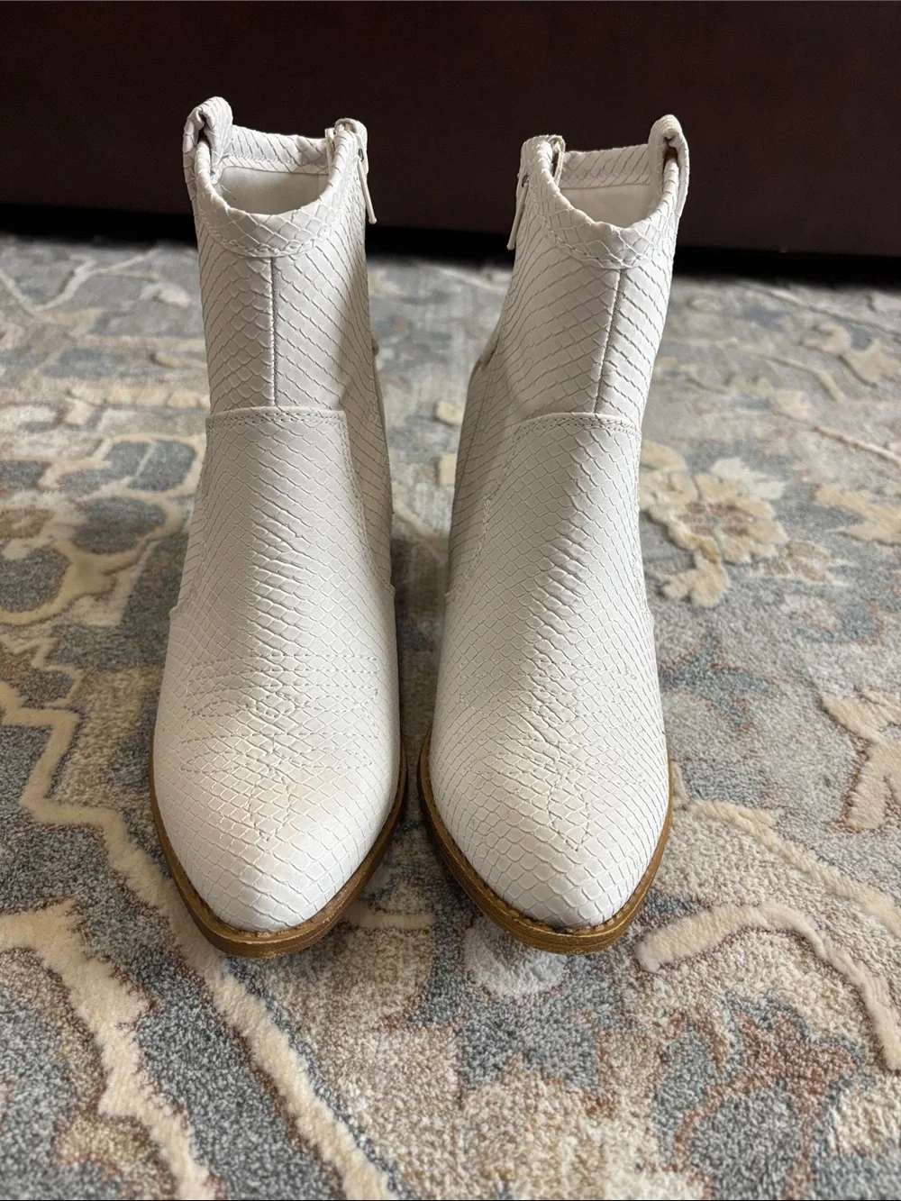 Dirty Laundry White Textured Western Ankle Boots